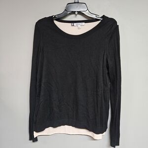 Jennifer Lopez Women's Medium Black and Cream Sweater Long Sleeve Sheer
